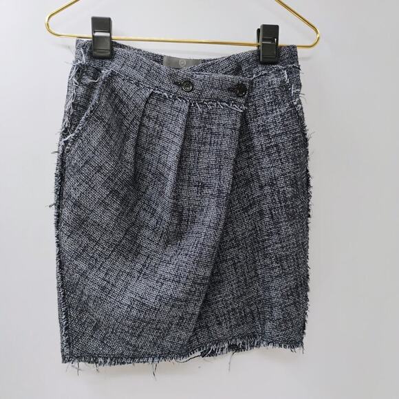 ALEXANDER McQUEEN Tweed Wrap Pleated Skirt with Belt Dark Gray size 38 F/S EUC - Picture 8 of 16